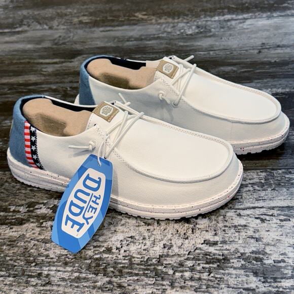 Hey Dude Shoes - Hey Dude Wendy Americana Splatter Slip On Shoes Size 8 USA Flag Patriotic‎ NEW